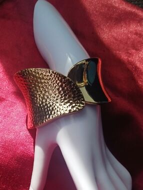 Gold Hammered Statement Cuff Bracelet